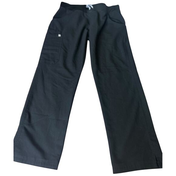 EUC Figs Black High Waisted Isabel Wide Leg Scrub Pants Size Medium Petite M/P - Picture 1 of 11